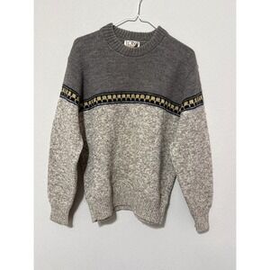 VTG Lobo Pendleton 100% Wool Sweater Large‎ Gray Southwest Fisherman Western